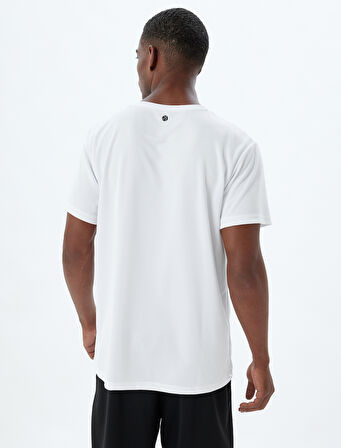 Spor Tişört Slogan Baskılı Bisiklet Yaka Kısa Kollu