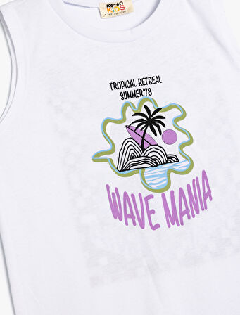 Atlet Kolsuz Bisiklet Yaka Palmiye Baskılı