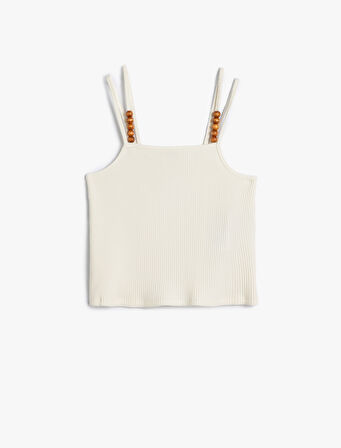 Askılı Atlet Ribanalı Yuvarlak Yaka Boncuk Detaylı