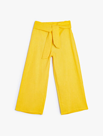 Keten Bol Paça Pantolon Kemer Detaylı