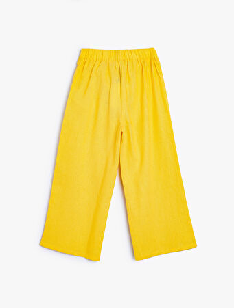 Keten Bol Paça Pantolon Kemer Detaylı