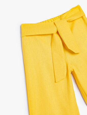 Keten Bol Paça Pantolon Kemer Detaylı