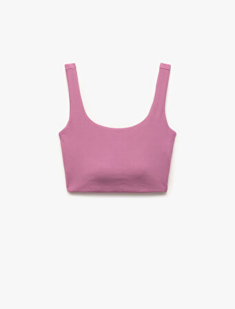 Sporcu Sütyeni U Yaka Yumuşak Tuşe Kaplı Kolsuz İnterlok