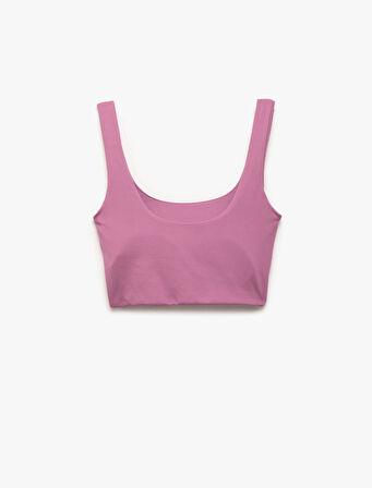 Sporcu Sütyeni U Yaka Yumuşak Tuşe Kaplı Kolsuz İnterlok