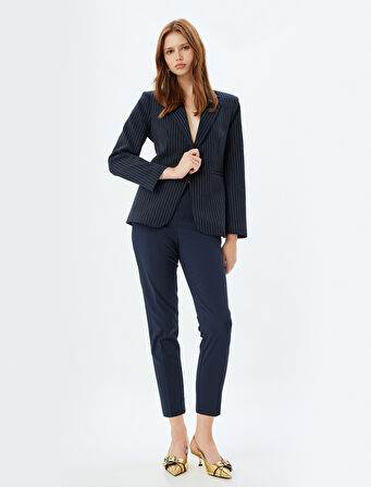 Cigarette Kumaş Pantolon Kısa Paça Cepli Standart Bel 