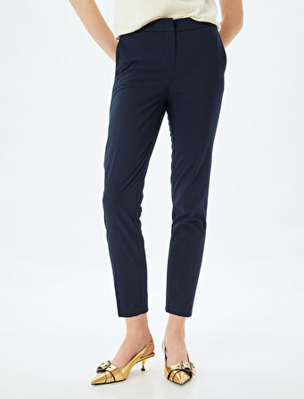 Cigarette Kumaş Pantolon Kısa Paça Cepli Standart Bel 