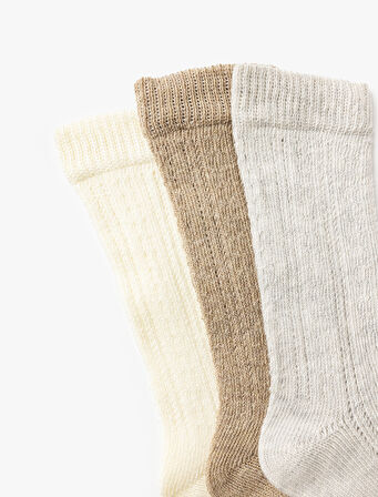 Soket Çorap Örgü Dokulu Çok Renkli