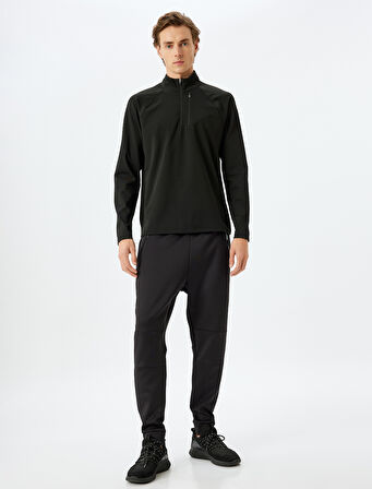 Fermuar Detaylı Dik Yaka Spor Sweatshirt