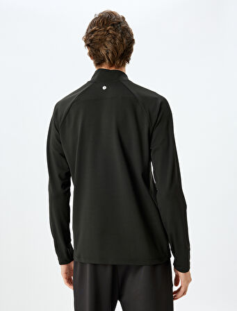 Fermuar Detaylı Dik Yaka Spor Sweatshirt