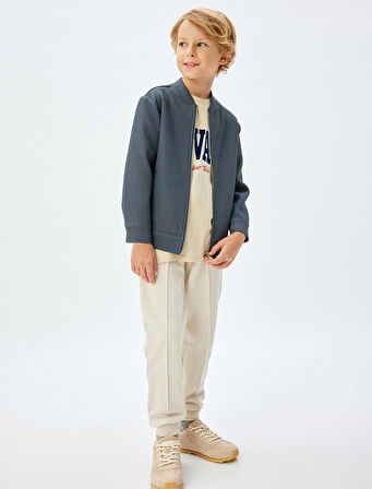 Mevsimlik Mont Uzun Kollu Bisiklet Yaka Fermuar Kapamalı Ribanalı