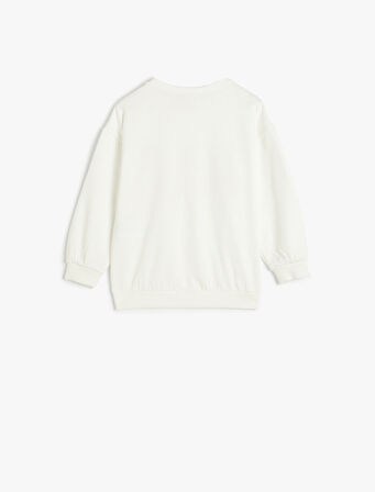 Sweatshirt Balerin Baskılı Uzun Kollu Şardonlu Pamuklu