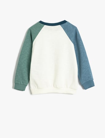 Sweatshirt Uzun Kollu Bisiklet Yaka Slogan Baskılı Pamuklu 
