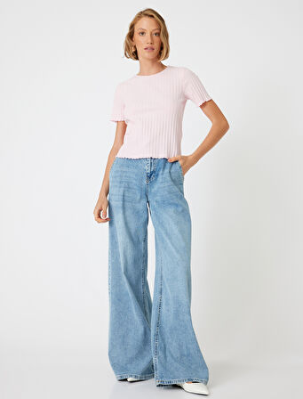 Kısa Kollu Tişört Kaşkorse Bisiklet Yaka Pamuklu Slim Fit