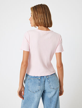 Kısa Kollu Tişört Kaşkorse Bisiklet Yaka Pamuklu Slim Fit
