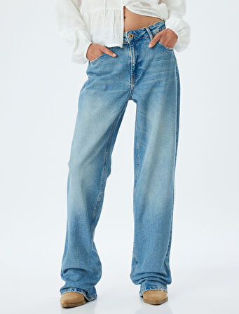 Düz Uzun Paça Normal Bel Kot Pantolon - Longer Straight Fit Jean