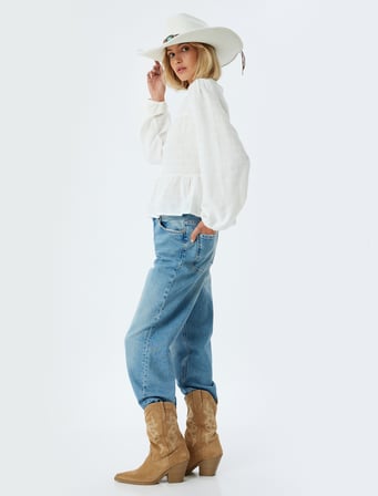 Düz Uzun Paça Normal Bel Kot Pantolon - Longer Straight Fit Jean