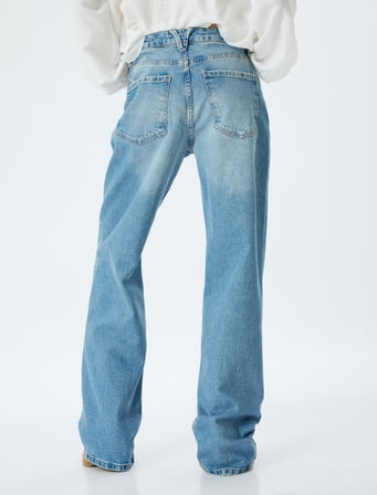 Düz Uzun Paça Normal Bel Kot Pantolon - Longer Straight Fit Jean
