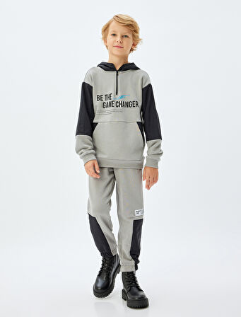 Jogger Eşofman Altı Renk Bloklu Beli Bağlamalı Cepli 