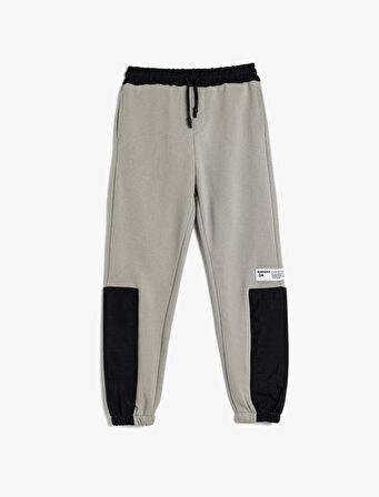 Jogger Eşofman Altı Renk Bloklu Beli Bağlamalı Cepli 