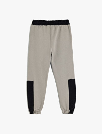 Jogger Eşofman Altı Renk Bloklu Beli Bağlamalı Cepli 