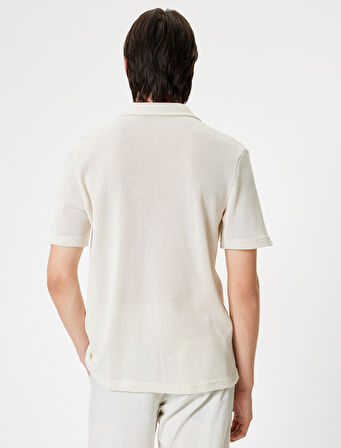 Kroşe Gömlek Kısa Kollu Yarı Transparan Dokulu Pamuk Karışımlı