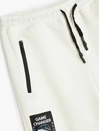 Jogger Eşofman Altı Beli Bağlamalı Cepli Renk Bloklu Pamuklu