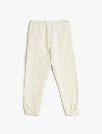 Jogger Eşofman Altı Beli Bağlamalı Şardonlu Renk Bloklu