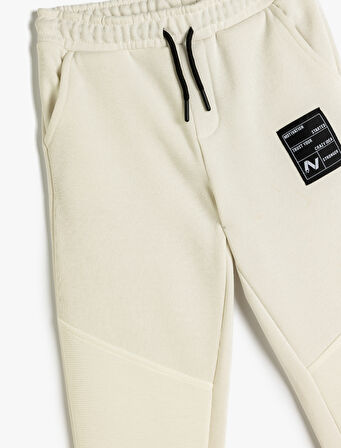 Jogger Eşofman Altı Beli Bağlamalı Şardonlu Renk Bloklu