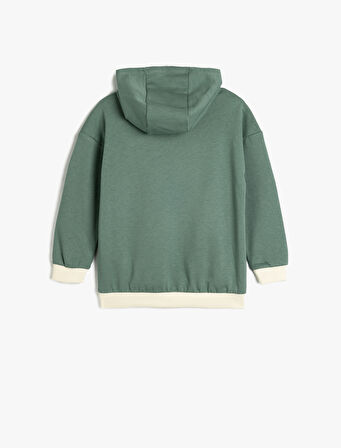 Kapşonlu Sweatshirt Slogan Baskılı Kanguru Cepli Pamuklu Şardonlu