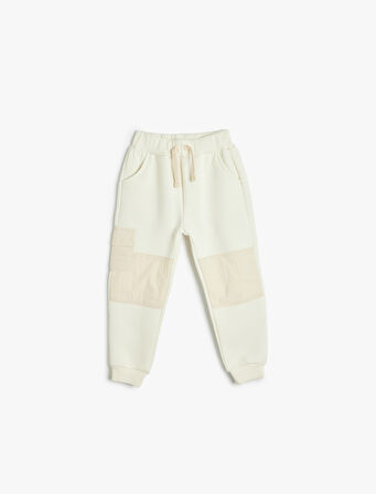 Şardonlu Renk Bloklu Cep Detaylı Jogger Eşofman Altı