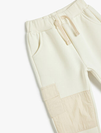 Şardonlu Renk Bloklu Cep Detaylı Jogger Eşofman Altı