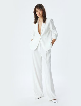 Klasik Blazer Ceket 3/4 Kol Kruvaze Cepli Regular Fit