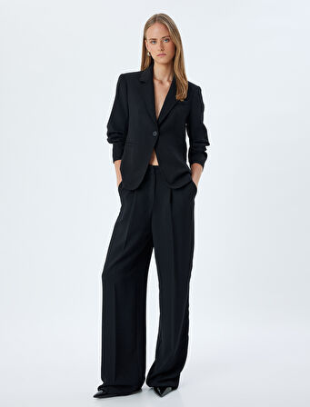 Klasik Blazer Ceket 3/4 Kol Kruvaze Cepli Regular Fit