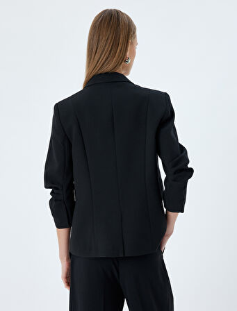 Klasik Blazer Ceket 3/4 Kol Kruvaze Cepli Regular Fit