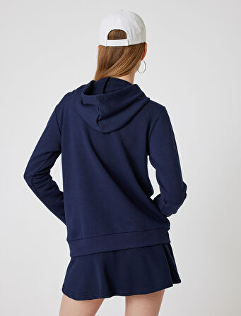 Oversize Sweatshirt Kapüşonlu Kolej Baskılı Kanguru Cepli