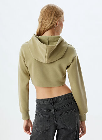 Koton Kapüşon Yaka Haki Kadın Sweatshırt 5WAL10452IK