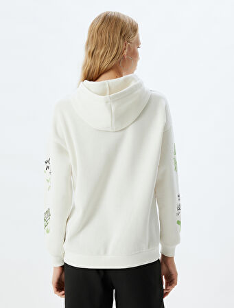 Kapüşonlu Sweatshirt Slogan Baskılı Rahat Kalıp