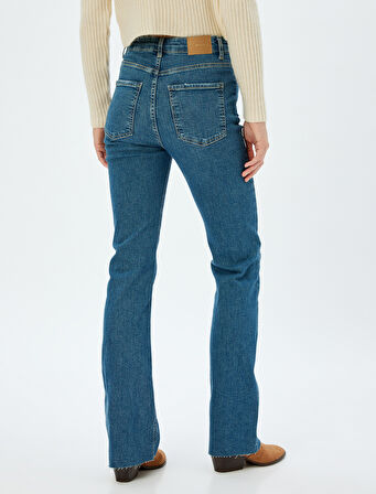İspanyol Paça Kot Pantolon Yıpratılmış Yüksek Bel Slim Fit - Flare Jeans