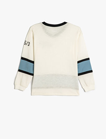 Tişört Slogan Baskılı Uzun Kollu V Yaka Pamuklu