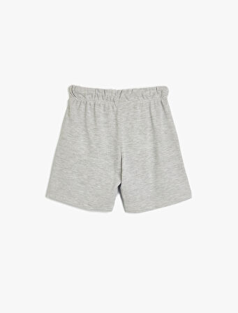 Basic Şort Dokulu Beli Bağlamalı Cepli 