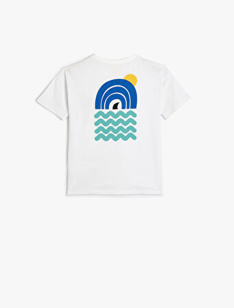 Tişört Yaz Temalı Baskı Detaylı Kısa Kollu Pamuklu