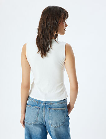 Viskon Kumaş Bisiklet Yaka Slim Fit Bisiklet Yaka Fitilli Atlet