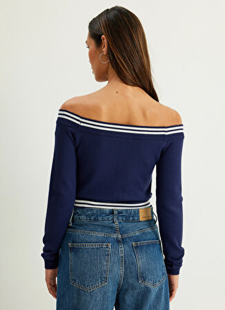 Koton Bisiklet Yaka Normal Lacivert Kazak Kadın 5WAK90433HT702