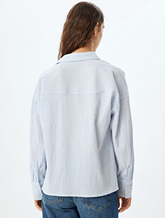 Floral İşleme Detaylı Gömlek Rahat Kalıp Uzun Kollu 