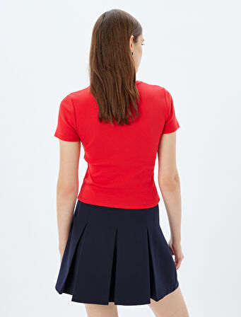 Basic Fitilli Body Kısa Kollu Bisiklet Yaka Pamuklu Slim Fit