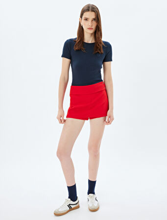 Basic Fitilli Body Kısa Kollu Bisiklet Yaka Pamuklu Slim Fit