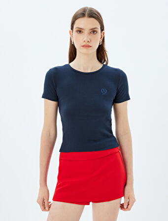 Basic Fitilli Body Kısa Kollu Bisiklet Yaka Pamuklu Slim Fit