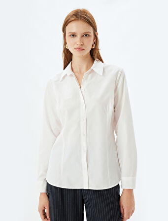 Klasik Gömlek Uzun Kollu Pamuk Karışımlı