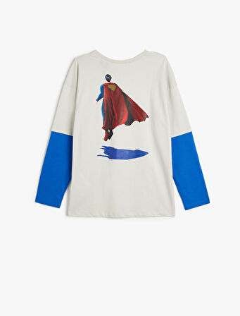 Superman Tişört Lisanslı Bisiklet Yaka Uzun Kollu Pamuklu 