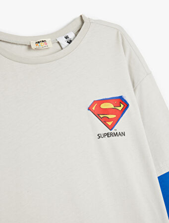 Superman Tişört Lisanslı Bisiklet Yaka Uzun Kollu Pamuklu 